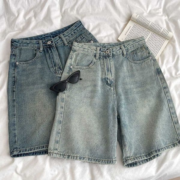 Retro Denim Shorts Women Summer High Waist Loose Wide Leg Straight Short Pants Versatile Casual Half Pants Female Streetwear L260606