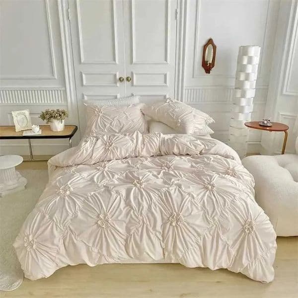 2026 Comforter Sets cologne Three-Dimensional Pinch Pleated Crafts Double Duvet Solid Twist Flowers perfume Bedding Set Quilt Cover Free Shipping 25