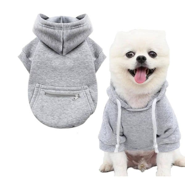 1 Pieces Hoodie Sweatshirts with Pockets Clothes for Dogs Cat Custume Small medium-sized dog zipper pocket hoodie