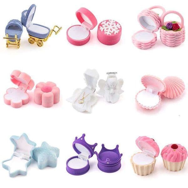 1 Piece Lovely Velvet Jewelry Container Wedding Ring for Earrings Necklace Bracelet Display Gift Box Holder 16 styles 26Y0606