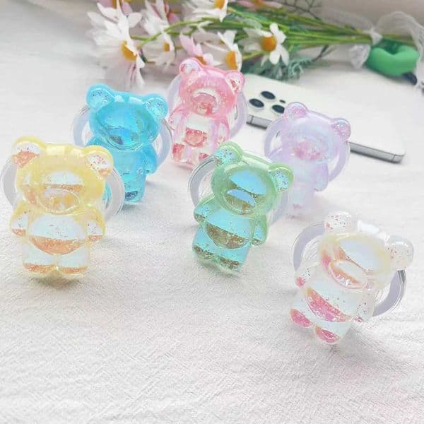 Laser Korean Little Colorf Bear Magnetic Phone Stand Holder for Iphone Griptok Grip Tok Folding Bracket J260606