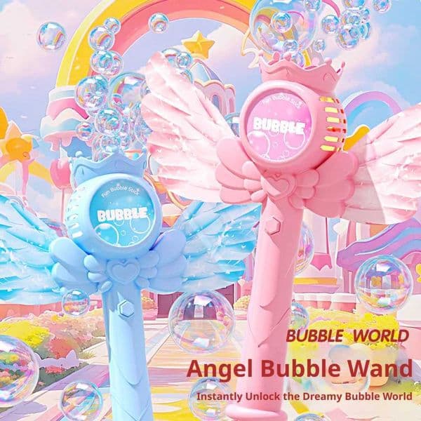 2026 New Electric Angel Automatic Bubble Handheld Bubble Stick Emit Light and Sound Bubble Gun for Party Summer Outdoors Toy T260602