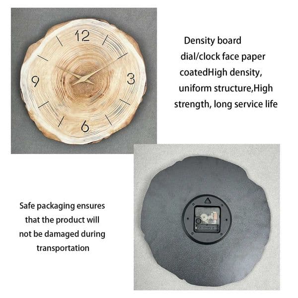 wall ring 1pc clock wooden wood cross-section texture pattern design of the wood color wall clock he te clock J260606