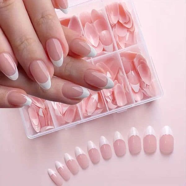 Shaped 120 Almond PCS Box Pink Nail Piece White French Press On Nails Almond Shape Press on Nails Young Girls acrylic Nails.R260606
