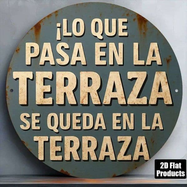 Vintage Spanish Style Round Aluminum Sign "Patio Secrets" 20.32cm Bar Restaurant Cafe Patio Decor 26L0606