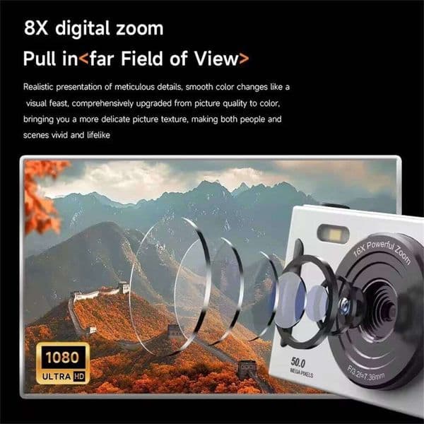 4K Dual Flash 50 Million Pixel Retro 2.4 Inch Screen CCD Portable Card Entry-level 8x Digital Zoom Camera J260618