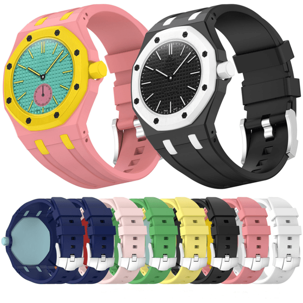 Luxury AP Silicone Rubber Strap Watch Advanced Ceramic Mod Kit Bioceramic Watch Case Strap Conversion Pocket To Wristwatch