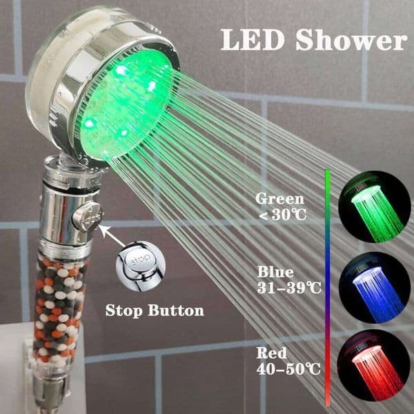 3/7 Colors Change LED Head With Filter Temperature Control Colorful Spray Nozzle High Pressure Rainfall Bathroom Shower W260606