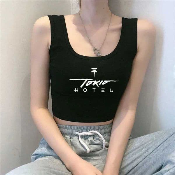 Summer Tokio Hotel Streetwear Aesthetic Grunge Women Sleeveless Y2k Sexy Crop Tops Slimming Woman Clothing 90s Vintage T-shirts X260606