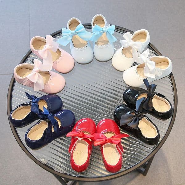 Girls Mary Jane Dress Kids Shoes Ballet Flats Nonslip Party School Bowknot Children Princess Leathers 260605