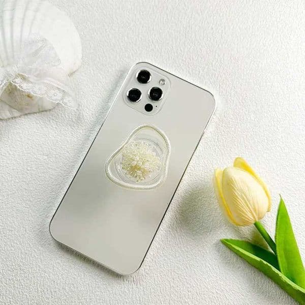 Korea ins Pearl Flower Irregar Smart Tok Universal Phone Holder Conch Shell Flower Phone Bracket GripTok Socket Lazy Bracket J260606
