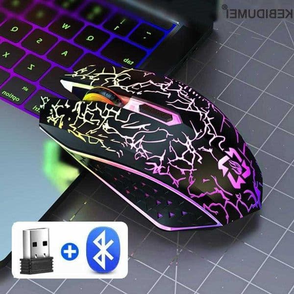 24GHz Bluetooth Wireless Mouse Rechargeable RGB Backlight Mice 1600 DPI Ergonomic Design Gaming Mouse for PC Laptop Macbook L260608