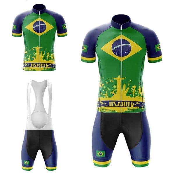 Sleeves Short Brazil Cycling Men Jersey Set Bib Shorts Gel Breathable Pad Breathable Quick Dry.R260606