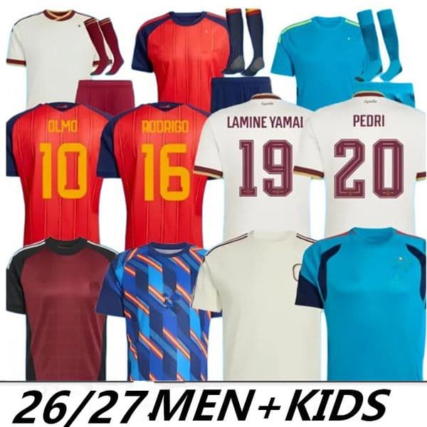 spain world cup jersey 2026 spain jersey Soccer 26 27 Pre-Match PEDRI camiseta Espana fans Player football shirt men away kids kits OLMO FERRAN RODRIGO LaMiNe YAMAL