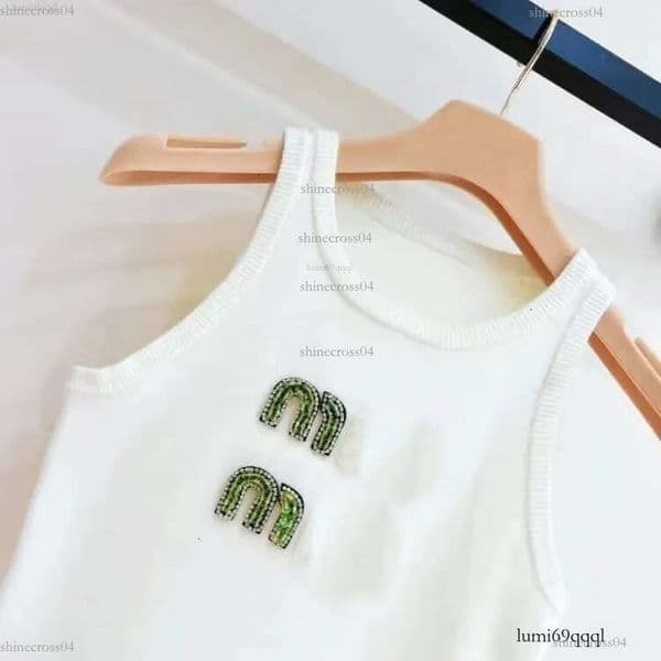 mius top shirt Sexy Halter Crop Tank Top For Women Designer Party Embroidered Vest Fall Summer Backless Shirt Clothes 954 e54