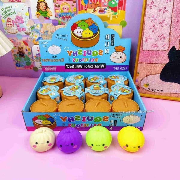 smiling buns Hot face selling multi-color with kneading music and steaming basket stress relieving food toys venting toys str C260606