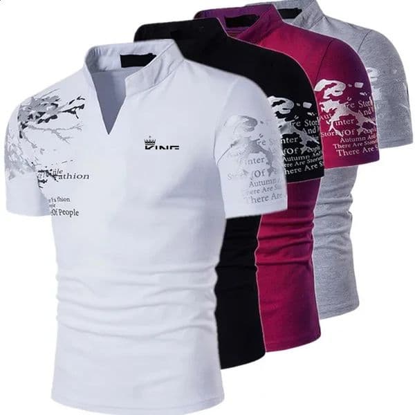 Mens Polo Shirt Golf Shirt Graphic Prints V Neck Outdoor Street Short Sleeves Print Clothing Sports Fashion Streetwear ner260601
