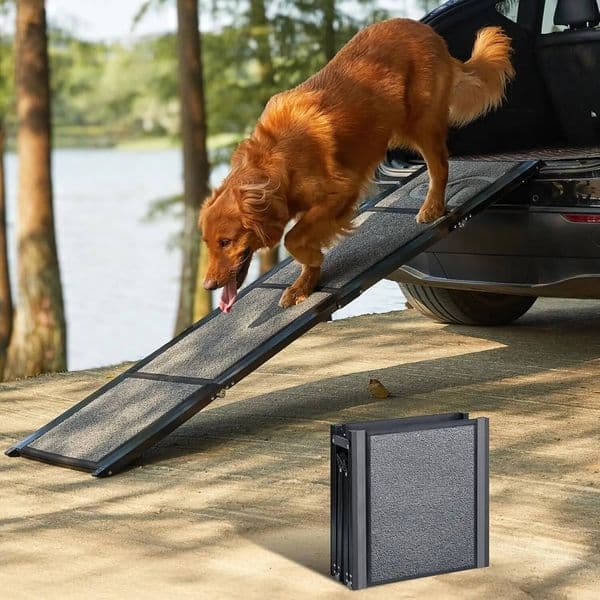Upgraded Ramp Car 71'' X-Long & 19.7" Wider Folding Dog Ramps for Large Dogs with Non-Slip Rug Surface Portable Doggy