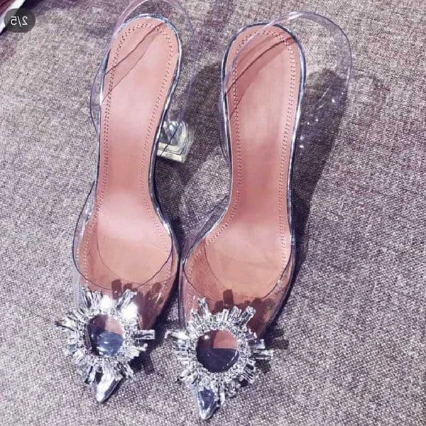 Eilyken BIG SZE 45 CRYSTAL Diamond PVC Transparent Pointed Toe Women Pumps Elegant High Heels Banquet Prom Spring Shoes T260606