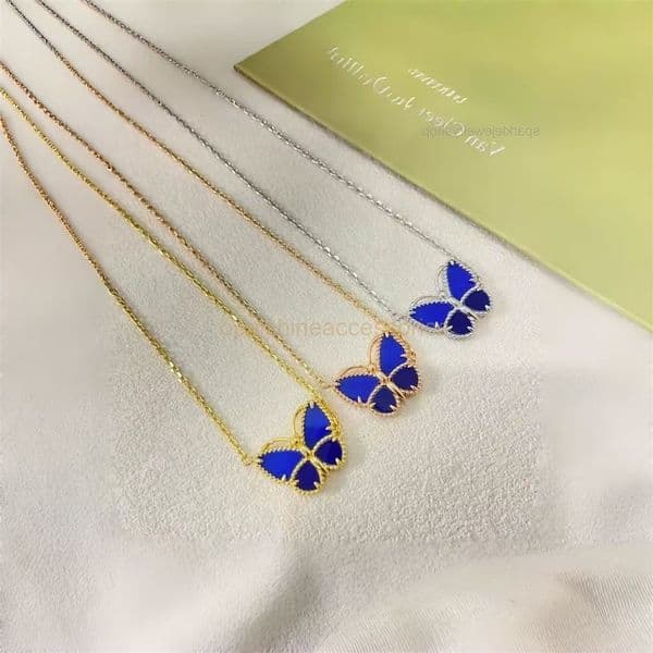 Butterfly Necklace 520 Butterfly Pendant Necklace for Women Fashionable Bluestone Plated 520 vanes cleef necklace