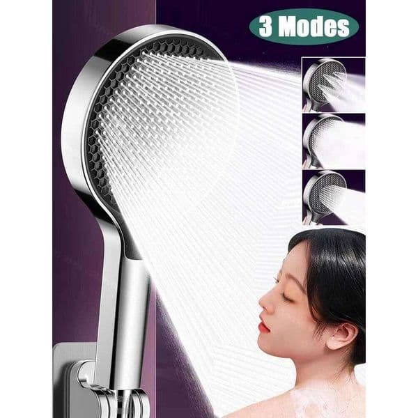 Upgraded 15CM Big Panel Massage Spa Pressurized 3 Modes High Pressure Rainfall One-Key Stop Handheld Shower Head W260606