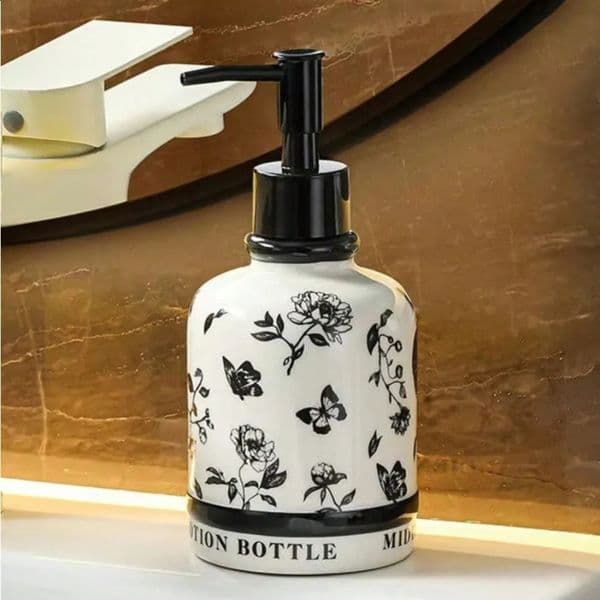 420ml French Ceramic Dispensing Bottle Bathroom Ceramic Hand Sanitizer Bottle Press Type Empty Bottle Shampoo Dispensing Bottle 260605