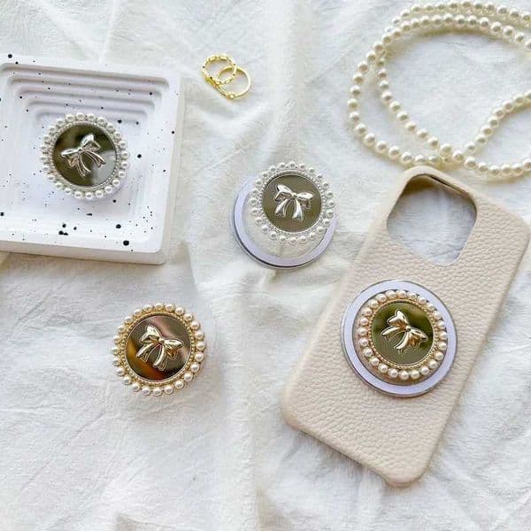 Pearl Bowknot Magnetic Korean Phone Holder for iPhone GripTok Socket Phone Smart Tok For Pad For Accessories J260606