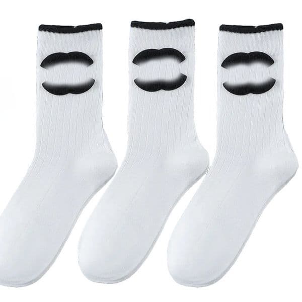 Luxury Style CC Monogram Kids Crew Socks Soft Combed Cotton High Elastic Vertical Rib Knit Breathable Sock For School Daily Wear