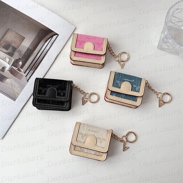 Luxury Jeans Denim Earphone Case Universal for Airpods 1 2 3 4 Pro Pro2 Pro3 Leather Mini Purse Wireless Bluetooth Charging House Storage Protective Anti-drop Cover