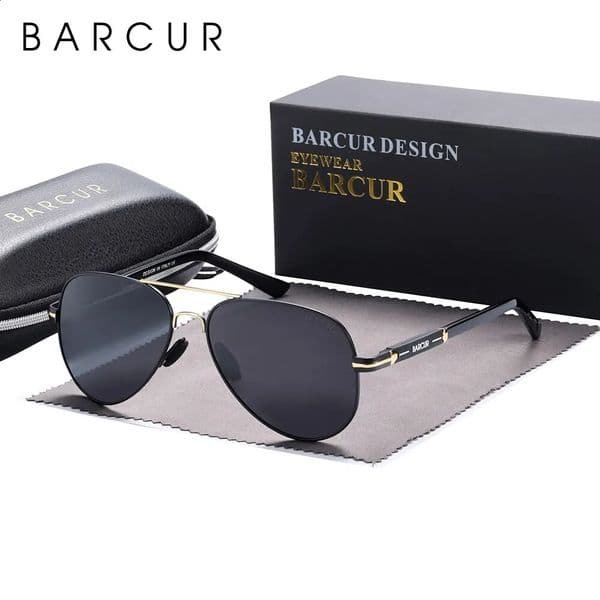 BARCUR Polarized Mens Sunglasses Pilot Sun Glasses for Men Accessories Driving Fishing Hiking Eyewear Oculos Gafas De Sol 260601