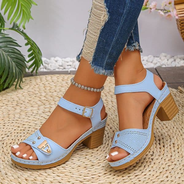 Women's y Heel Sandals Adjustable Buckle Strap Plus Size Shoes Solid Color Fashion Women Summer Comfort 260603