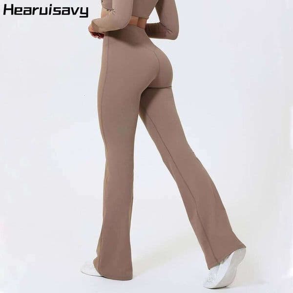 Hearuisavy Summer Woman Workout Flared Leggings Pilates Fitness Trousers High Waist Butt Lifting Yoga Bell-Bottom Pants 9bd9e