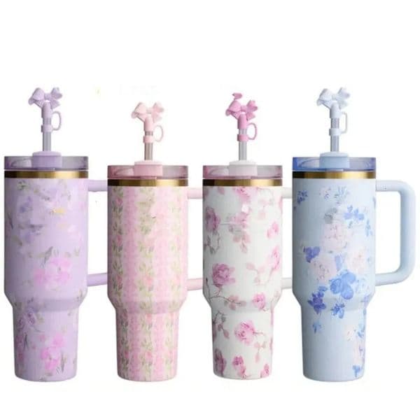 Luxury Designer Decor room New Purple Stars Cups Co-Branded Pink Winter PINK 40 Oz Tumblers 40Oz Mugs Lid Straw Big Capacity Beer Water Bott 31 1