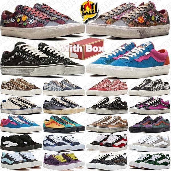 with box free shipping vansneaker vansold vansknu skool running shoes designer sneakers vanspearlized pearlized sneakers pearl mens trainers men cheaper