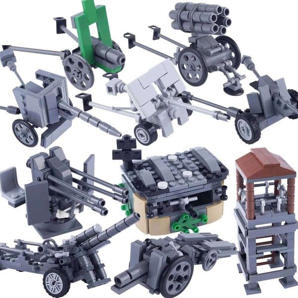 WW Military Cannon Building Blocks Kit Artillery War Tower Soivet Anti Tank Infantry Gun Launcher Bricks Toys e