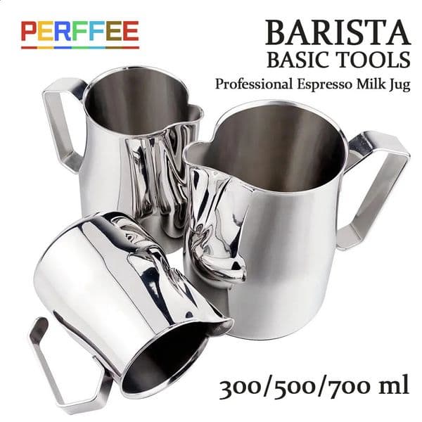 Coffee Milk Jug Easy Pour Spout Espresso Milk Cup Stainless Steel Europa Professional Milk Pitcher Steaming Jug 300/500/700ml 260605