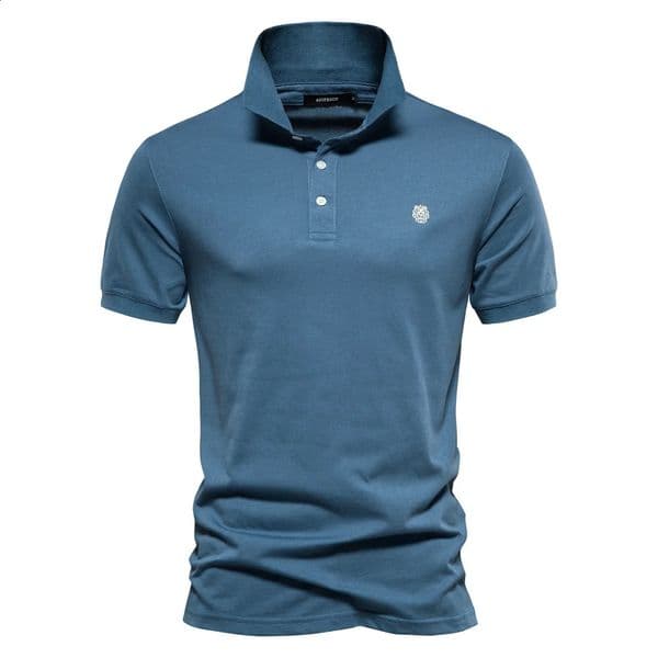 AIOPESON 100 Cotton Embroidery Mens Polo Shirts Solid Color Short Sleeve Polo Shirts for Men Summer Social Polos Men260601