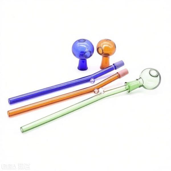 Wholesale Colorful 10mm Female Glass Oil Burner Pipe Thick heady Curved Bent Hand Tube Water Smoking glass tube Pipes for smoking with Dome nail