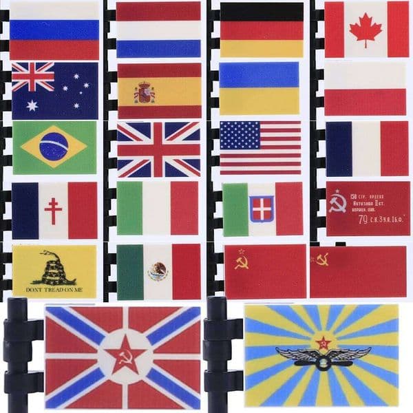 MOC Soivet Victory Flag Building Blocks Country National US Banner Pole Accessories Printed Tiles Bricks Toys Kids Gift c