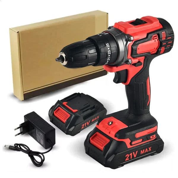 21V Electric Drill Brush Motor 2 Speed Control Stepless Regulation Rotation Ways 25 Gears Torques Adjustable Lithium 260605