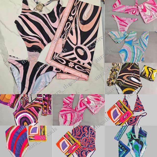 puccily swimsuits Designer Rainbow Bikinis Swimwear pu bikini Brand Women Swim Cover Skirt Sarong Luxury Cup Swimsuit Summer Beach Vacation Puccie Outfit 6b5