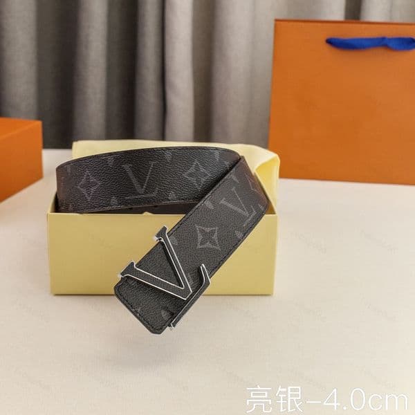 Luxury Unisex Branded Belt with Polished Gold Letter Buckle Smooth Black Waistband Canvas and Leather 95-125CM Quick Ship Box Included