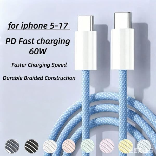for Apple 15-17 Series Universal Dual Type-C Charging Cable for iPhone 7-14 Series Devices Compatible with MacBook Pro