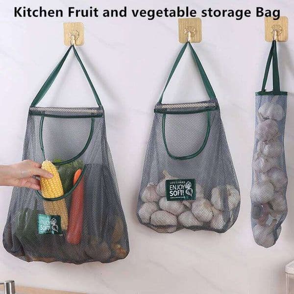Reusable Bags Kitchen Hanging Mesh Home Fruit And Vegetable Storage Net Bag For Ginger Garlic Potatoes Onions bac11