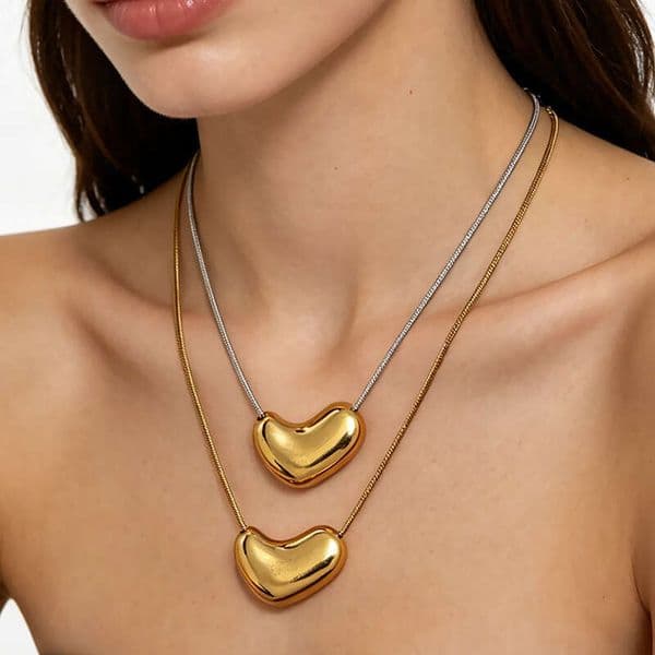 Women'S Snake Bone Necklace Polished Heart Necklace For European American Daily Wear Light Luxury Niche High End Titanium Steel Cross Border Collarbone Jewelry