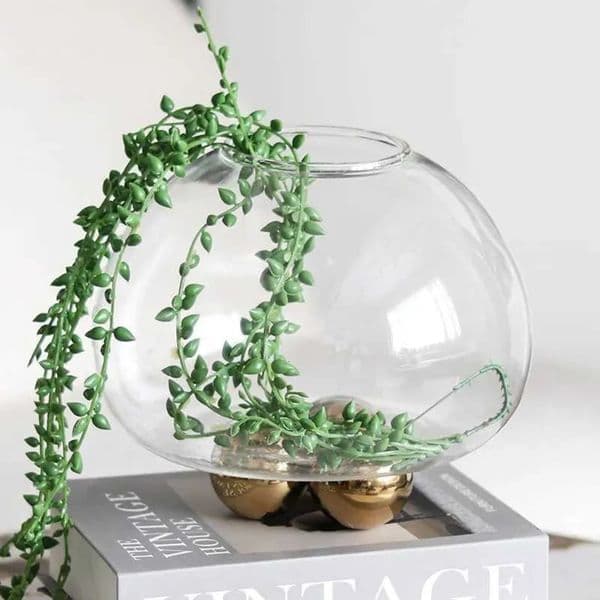 2026 cologne Clear Glass Geometric Golden perfume Ball Transparent Terrarium Floral Arrangement Accessories Flower Vase Home Decoration R250611