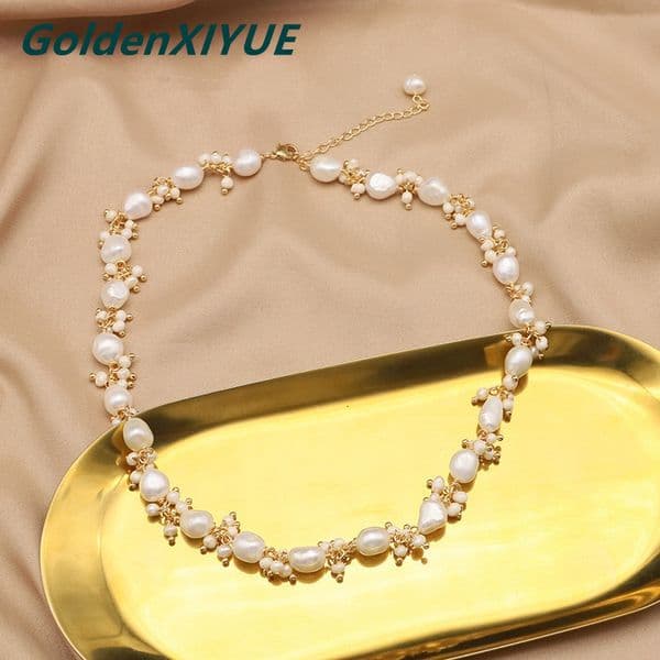 Natural Pearl Necklace for Women Versatile Baroque Irregular Beaded Necklace Niche Design High-end Light Luxury Jewelry