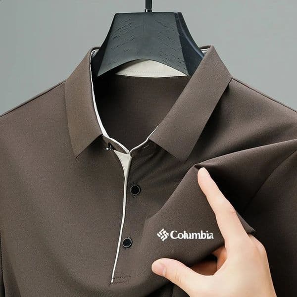 Mens Short Sleeve Polo Shirt Lapel Casual Letter Print T-Shirt Top Versatile Business Trendy Mens Clothing 260605