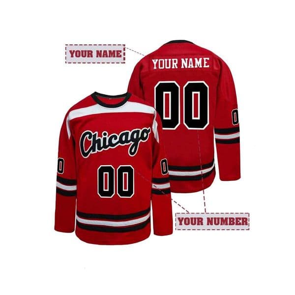 Custom Embroidered Chicago Jersey Personalized Name Number Ice Hockey Uniform Stitched Breathable Sports Shirt for Men