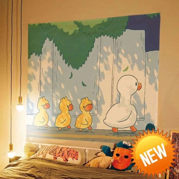 2026 Anime Wall Hanging Cute Funny cologne Duck Mother Children Hippie Kawaii Room Decor Tapestry perfume Aesthetic For Girl Teen Roomhome Decoration Free Shipp